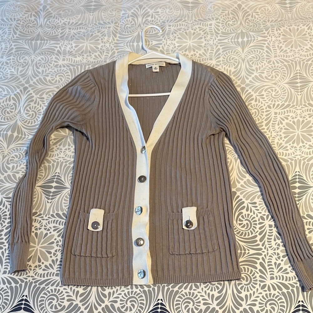Banana Republic Taupe and Cream Cardigan